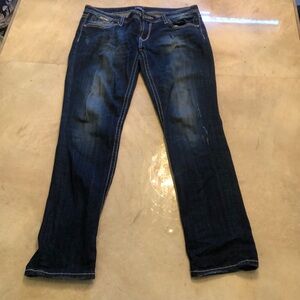 Rerock for Express faded and lightly distressed skinny jeans, 8”rise 31”ins 10R